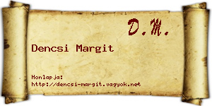 Dencsi Margit névjegykártya